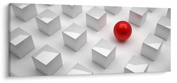 Obraz abstrakcie - kocky s guľou (120x50 cm)