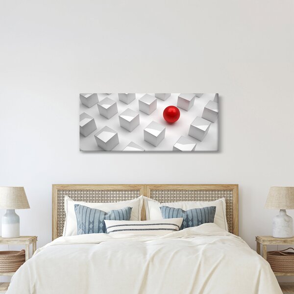 Obraz abstrakcie - kocky s guľou (120x50 cm)