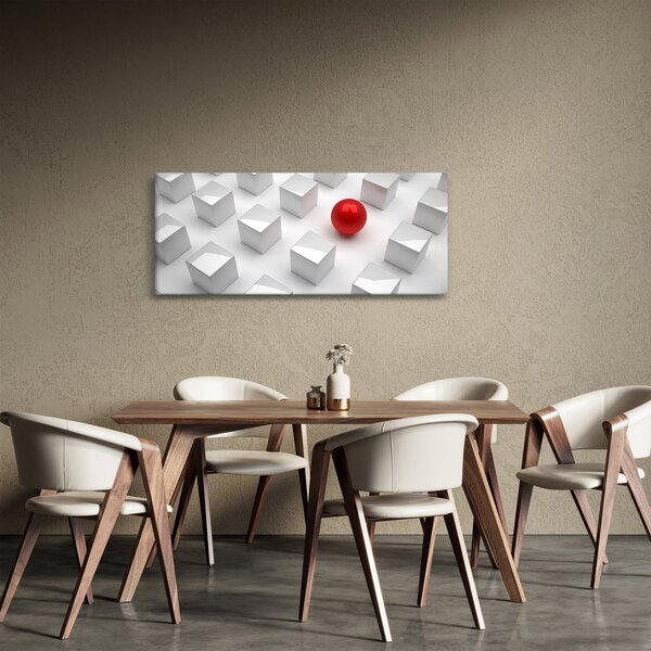 Obraz abstrakcie - kocky s guľou (120x50 cm)