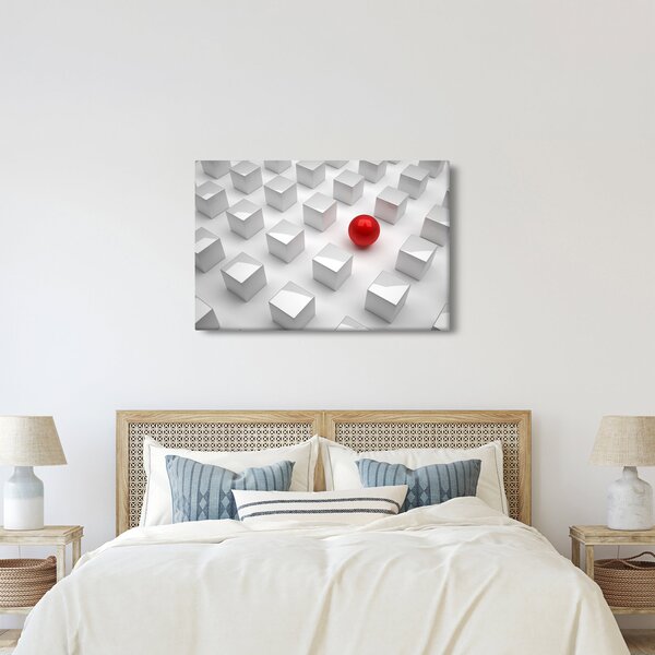 Obraz abstrakcie - kocky s guľou (90x60 cm)