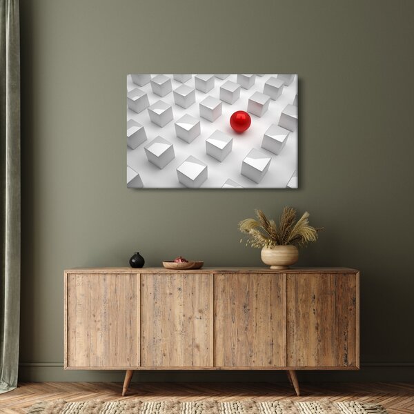 Obraz abstrakcie - kocky s guľou (90x60 cm)