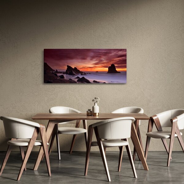 Obraz západu slnka na pobreží (120x50 cm)