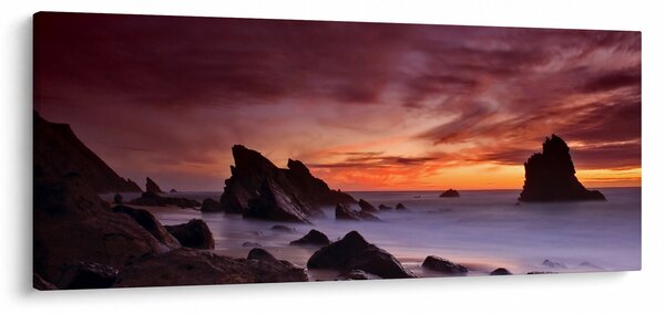 Obraz západu slnka na pobreží (120x50 cm)