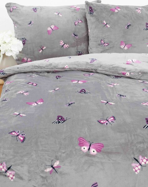 Obliečky mikroplyš Exclusive – Motýliky sivé