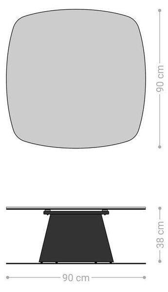 DELIFE Konferenčný stolík Edge zaoblený tvar 90×90 cm keramika onyx perla Borna titánové efektové prevedenie