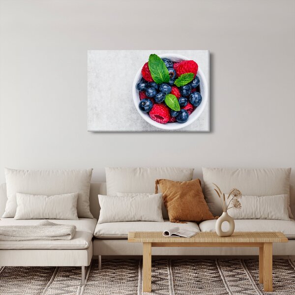 Obraz - miska s lesným ovocím (90x60 cm)