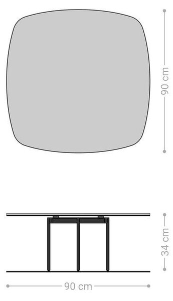 DELIFE Konferenčný stolík Edge zaoblený tvar 90×90 cm keramika onyx perleť Trive nerezová oceľ kefovaná
