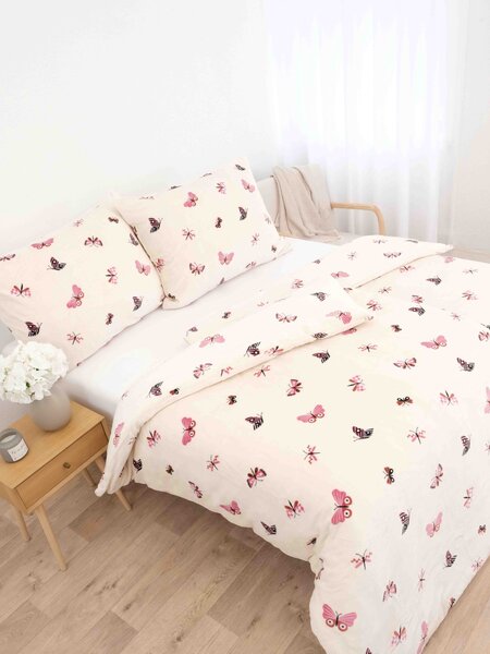 Obliečky mikroplyš Exclusive – Motýliky béžové