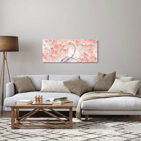 Obraz koralových kvetov stromu - abstrakt (120x50 cm)
