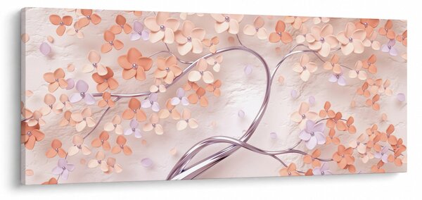 Obraz koralových kvetov stromu - abstrakt (120x50 cm)
