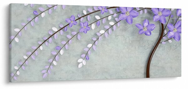 Obraz - Fialový dážď (120x50 cm)