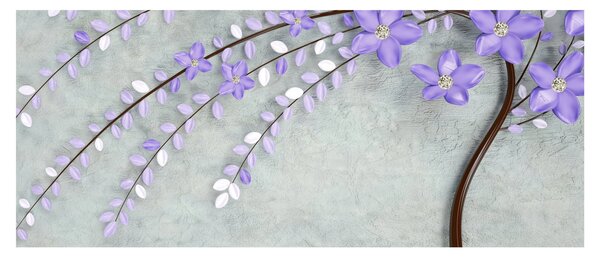 Obraz - Fialový dážď (120x50 cm)