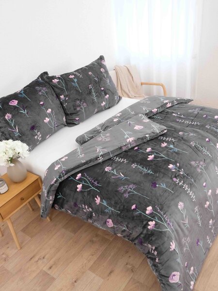 Obliečky mikroplyš Exclusive – Vlčie maky tmavosivé