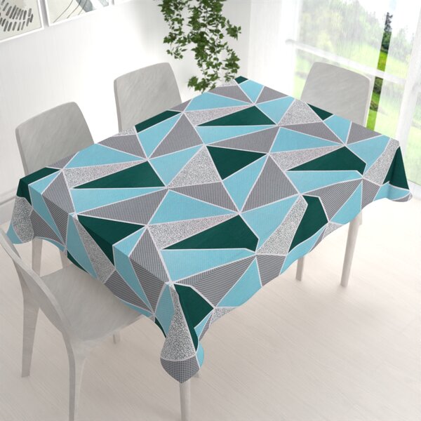Biante Bavlnený obdĺžnikový obrus Sandra SA-334 Modro-zelené trojuholníky 120x180 cm