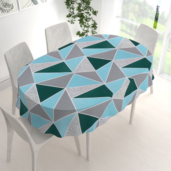 Biante Bavlnený oválny obrus Sandra SA-334 Modro-zelené trojuholníky 100x140 cm