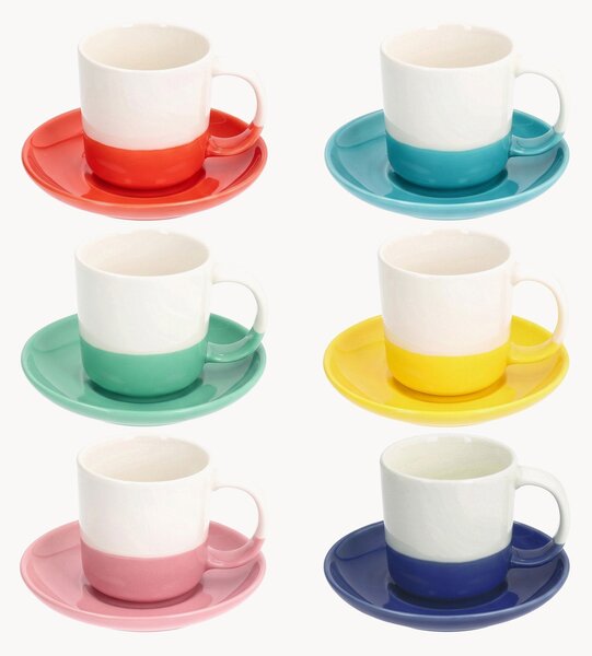 Šálky na kávu's podšálkami z nového kostného porcelánu Rainbow, 12 ks