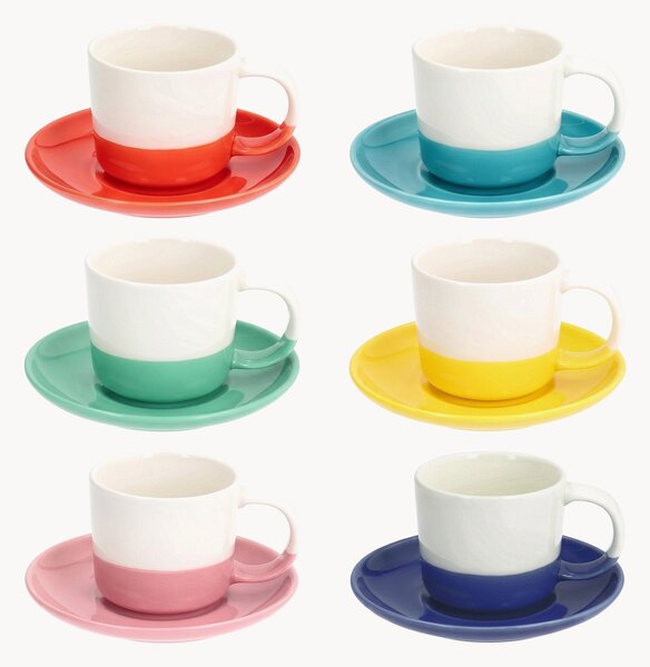 Šálky na kávu's podšálkami z nového kostného porcelánu Rainbow, 12 ks