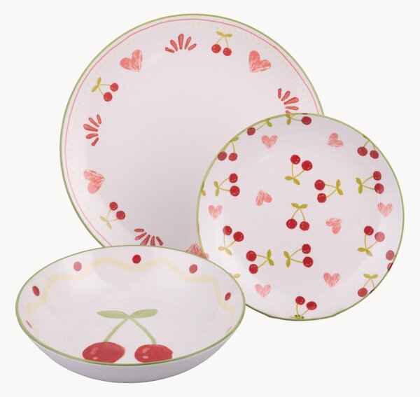 Porcelánová súprava riadu Cherry Heart, 6 osôb, 18 ks