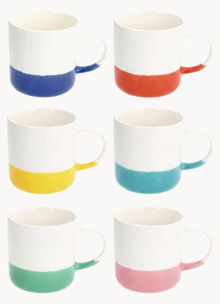 Hrnčeky z nového kostného porcelánu Rainbow, 6 ks