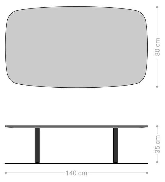DELIFE Konferenčný stolík Edge zaoblený 140×80 cm keramika betónová sivá Lumia akryl