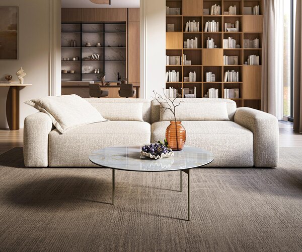 DELIFE Konferenčný stolík Edge okrúhly 90×90 cm keramika Onyx Pearl Trive kov efektový povrch titánová