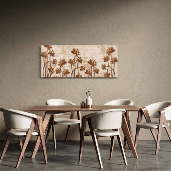 Obraz abstraktných kvetín - hnedá (120x50 cm)