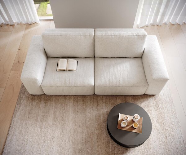 DELIFE Veľká pohovka Lanzo 230x95 cm bouclé bielo-béžová