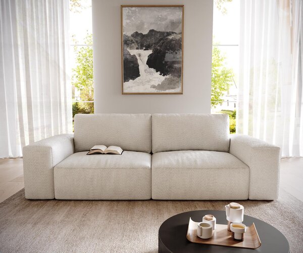 DELIFE Veľká pohovka Lanzo 230x95 cm bouclé bielo-béžová