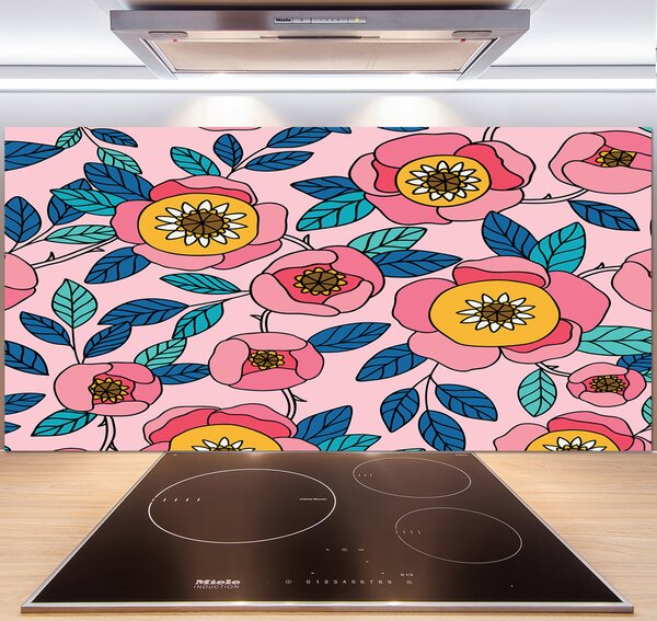 Panel do kuchyne Ružové kvety pl-pksh-140x70-f-101223430