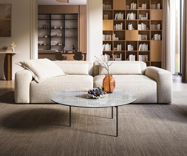 DELIFE Konferenčný stolík Edge okrúhly 100×100 cm keramika Onyx Pearl Trive kov čierna