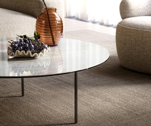 DELIFE Konferenčný stolík Edge okrúhly 100×100 cm keramika Onyx Pearl Trive kov čierna
