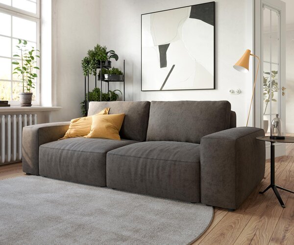 DELIFE Veľká pohovka Lanzo 230x95 cm mikrovlákno khaki-hnedá
