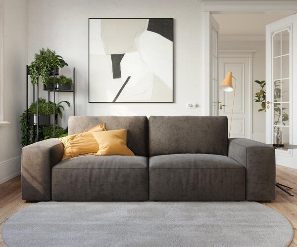 DELIFE Veľká pohovka Lanzo 230x95 cm mikrovlákno khaki-hnedá