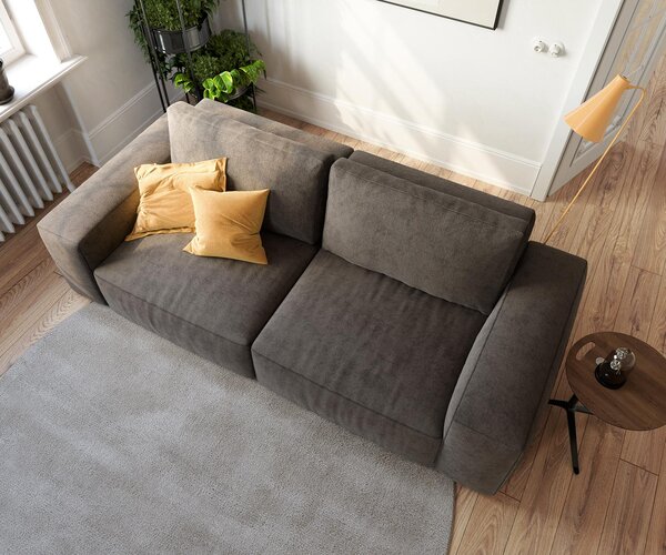 DELIFE Veľká pohovka Lanzo 230x95 cm mikrovlákno khaki-hnedá