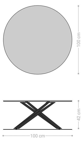 DELIFE Konferenčný stolík Edge okrúhly 100×100 cm keramika onyx perla Sarity kov titánová farba efekt