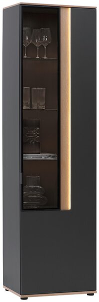 VITRÍNA, antracitová, farba duba, 60,6/213,1/42 cm Dieter Knoll - Sklenené vitríny