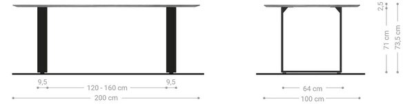DELIFE Jedálenský stôl Edge oválny 200x100 akácia prírodná nerezová oceľ úzky švajčiarska hrana