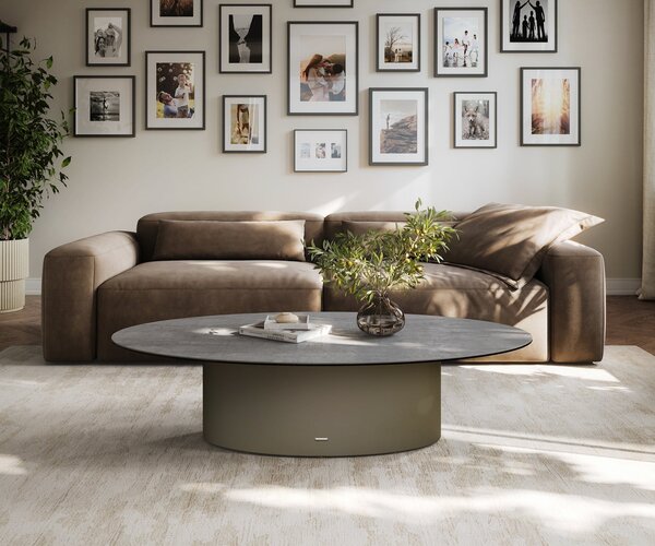 DELIFE Konferenčný stolík Edge oválny 140×80 cm keramika betónová sivá Casilda titánová farba