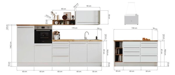 KUCHYNSKÝ BLOK 290-150 cm Respekta - Online Only kuchyne, Online Only