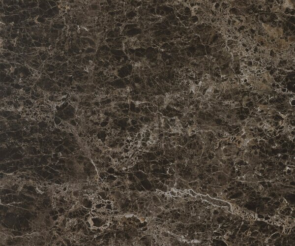 DELIFE Jedálenský stôl Edge zaoblený 180-220×100 cm keramika Emperador Extra Lucidato tmavohnedá podstava v tvare V plochá oceľ čierna rozkladací