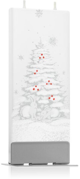 Flatyz Holiday Rabbits by the Christmas Tree dekoratívna sviečka 6x15 cm