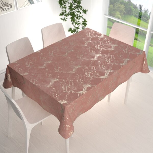 Biante Zamatový obdĺžnikový obrus Isabela IBL-024 Zlatý/dymový mramor na staroružovom 60x100 cm
