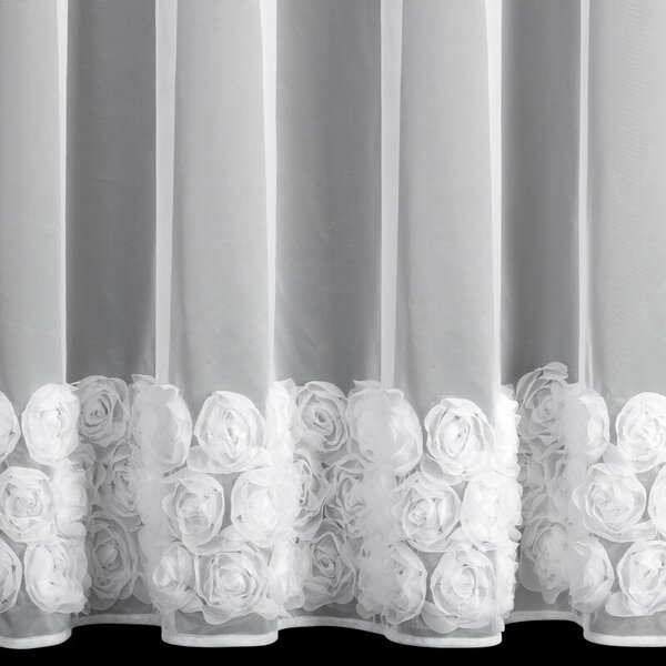 Dekorstudio Hotová biela záclona ROSES 4 na kolieskach 350x160cm
