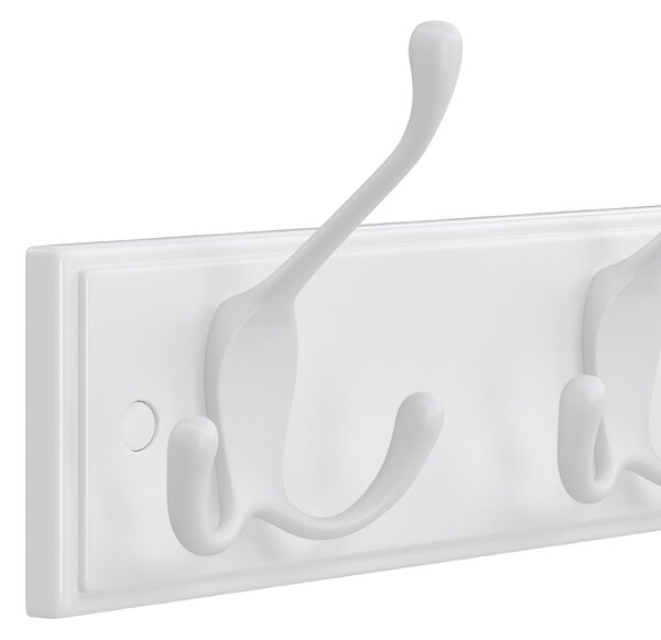 SONGMICS Nástenný vešiak 4 háčiky 40 cm biely