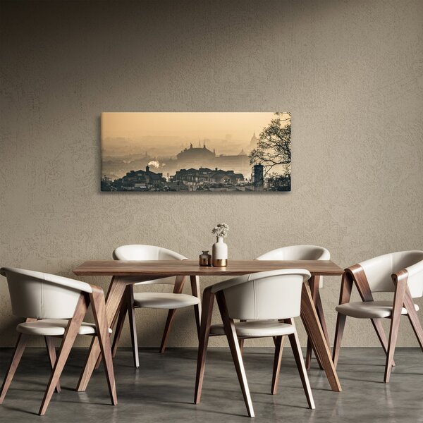 Obraz - Mesto pod hmlou (120x50 cm)