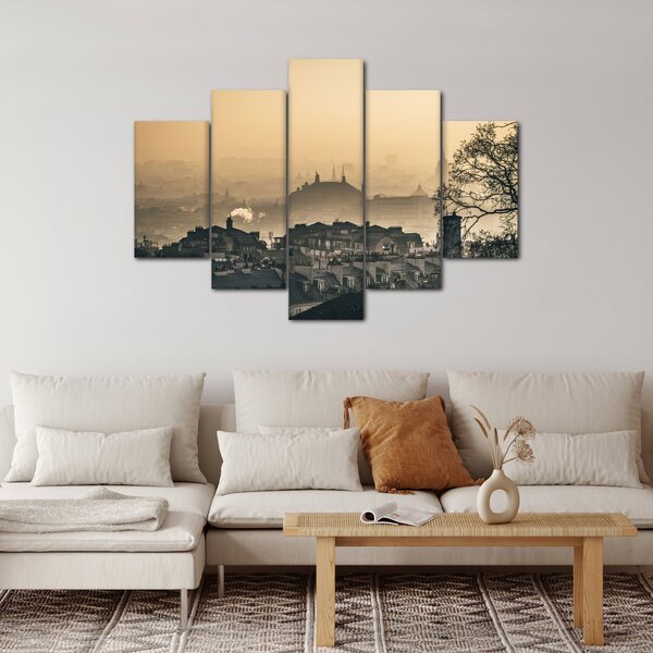 Obraz - Mesto pod hmlou (150x105 cm)