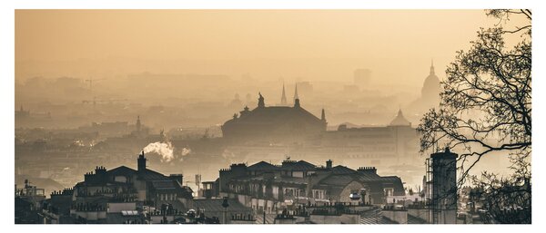 Obraz - Mesto pod hmlou (120x50 cm)