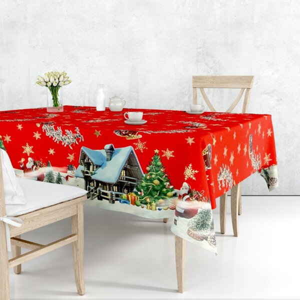 Obrus ​​PVC M-134A - Vianočný červený - Role 140cm x 20m