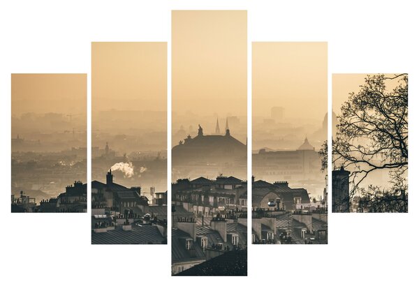 Obraz - Mesto pod hmlou (150x105 cm)