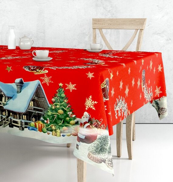 Obrus ​​PVC M-134A - Vianočný červený - Role 140cm x 20m